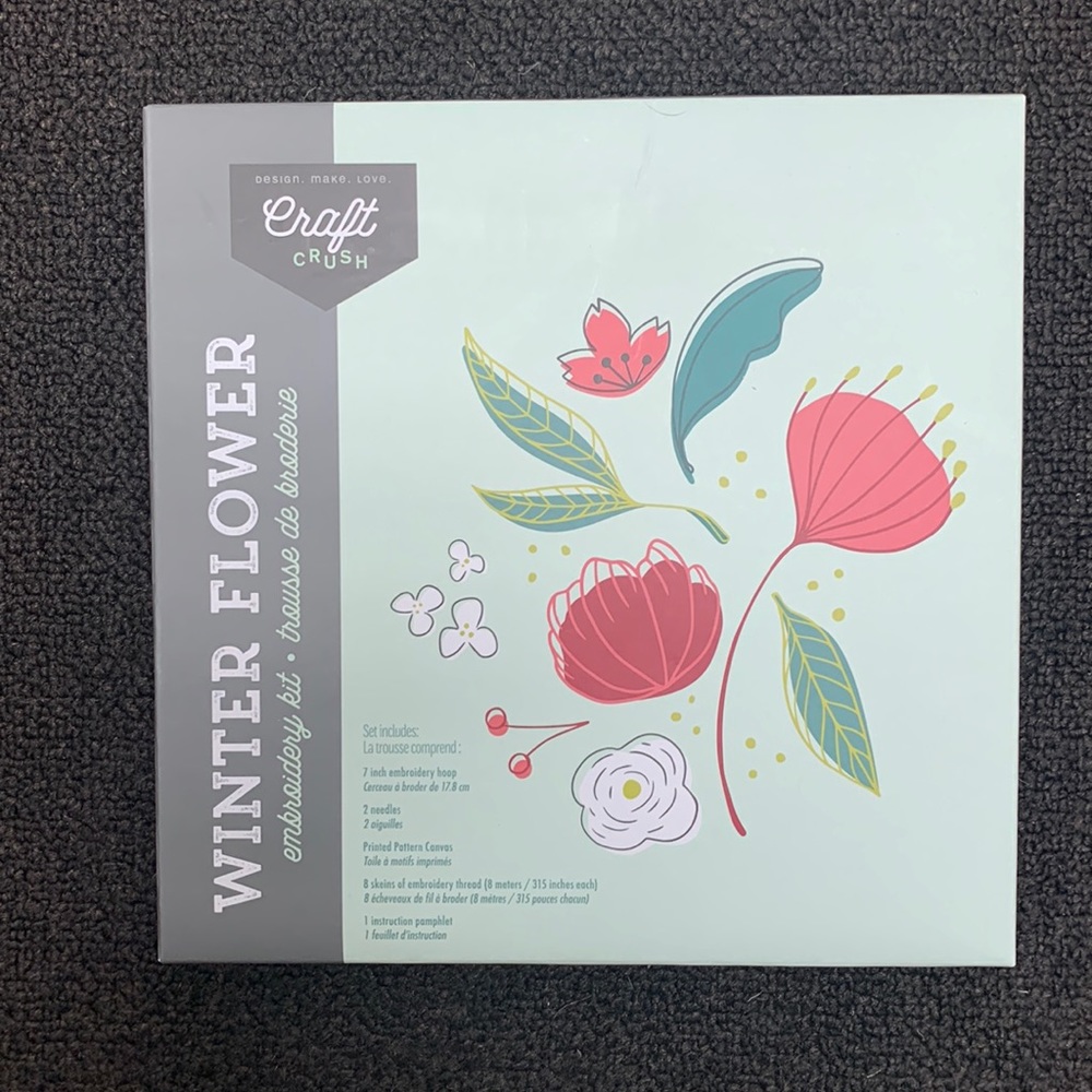 NIB sealed - craft crush winter flower embroidery kit